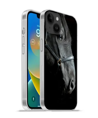 Produktbild von MuchoWow® Handyhülle Schutzhülle Hülle für Apple iPhone 14 Plus - Soft case Pferd - Schwarz - Halfter Silikon Softcase Handy Hülle - Abbildung