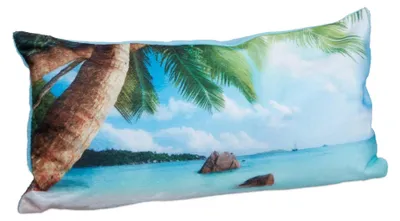 Produktbild von Relaxdays Badewannenkissen Strand, Nackenkissen Badewanne mit Saugnäpfen, Reisekissen weich, HBT: 10 x 37 x 17 cm, bunt