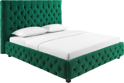 Produktbild von riess-ambiente Design Boxbett PARIS 180x200cm dunkelgrün Samt Chesterfield Doppelbett