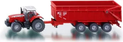 Productafbeelding van Siku tractor met aanhanger, merk Massey Ferguson, kleur rood; modelnummer 1844