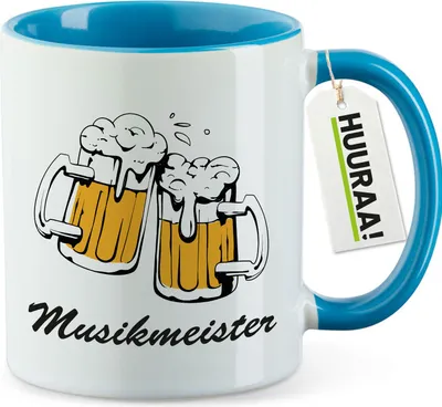 Produktbild von Huuraa Kaffeetasse Musikmeister Schützenfest 330ml Blau Keramik Kaffeebecher Geschenkidee