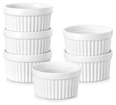 Image de Moules à soufflé, lot de 6, 140 ml, diamètre 8,8 cm, blanc, en porcelaine