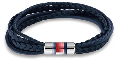 Productafbeelding van Tommy Hilfiger Herenaccessoires: Lederen armband, marineblauw - Elegantie en stijl