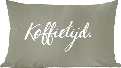 Produktbild von MuchoWow® Zierkissen Sofakissen Wohnzimmer Dekokissen 50x30 cm Zitate - Kaffee - Sprichwörter - Kaffeezeit - Wohnzimmerdekoration - Polster mit Photo
