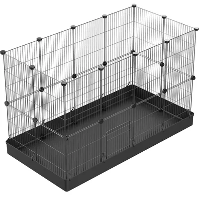 Zdjęcie produktu dla Wybieg dla królików - Ogrodzenie z drzwiczkami - 23 panele 43 x 32 cm - Czarny - Do użytku w domu i na zewnątrz