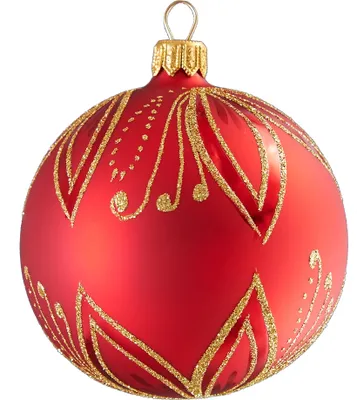 Produktbild von Weihnachtskugel Rot mit goldenen Blättern