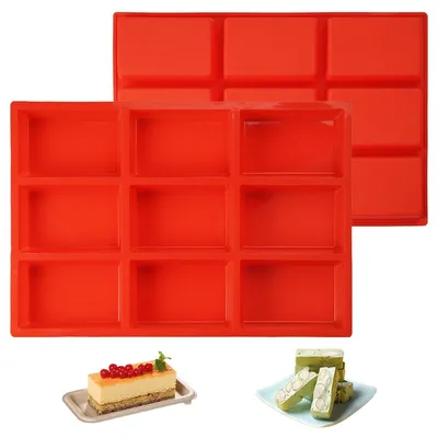 Image de 2 moules rectangulaires miniatures avec 9 cavités, en silicone