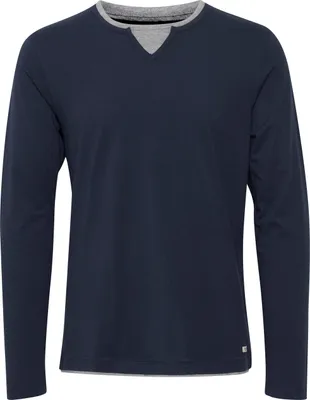Produktbild von BLEND BHLeonas Herren Longsleeve Langarmshirt Shirt mit Rundhals-Ausschnitt Double Layer V-Neck Look Baumwollmischung Regular fit