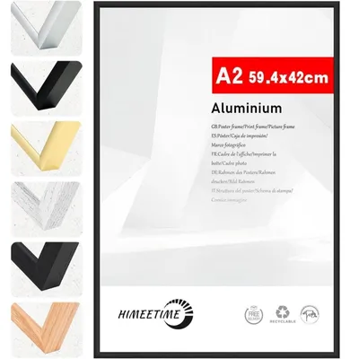 Produktbild von Bilderrahmen DIN A2 42x59,4 cm Schwarz Metall Dokumentenrahmen Groß Collage Aluminium