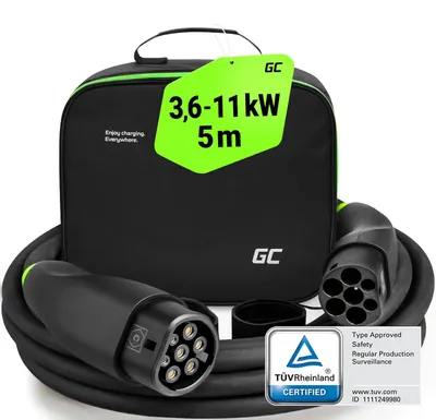 Imagen del producto de Cable de carga Green Cell EVKABGC03 para vehículos eléctricos, color , tipo 2, longitud de 3 a 5 metros