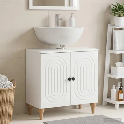 Immagine prodotto di Maison Exclusive - Mobile lavabo ALKMAAR, finitura lucida bianca, dimensioni 59,5 x 31,5 x 59 cm