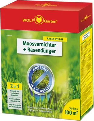 Produktbild von Wolf Garten WOLF Garten 3841020 Moosvernichter und Rasendünger für 100m2, 3,5 Kg