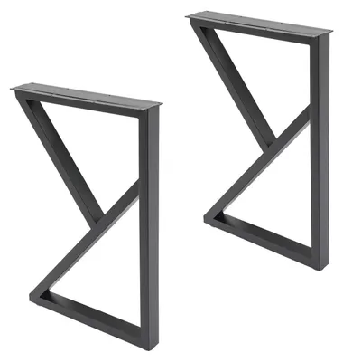 Produktbild von Metalltischbeine - K-förmige Tischbeine - 2er-Set - Eisen + Kunststoff - Schraubmontage - Tragkraft 200 kg - Schwarz