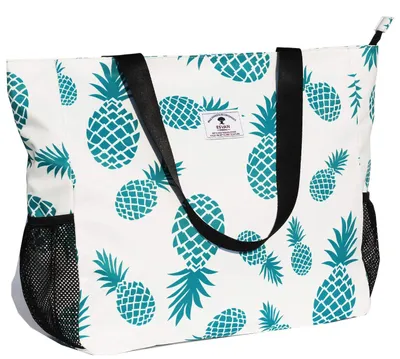 Image de Sac de plage de 50,8 cm, taille XL, imperméable, blanc, avec motif ananas, idéal pour la plage