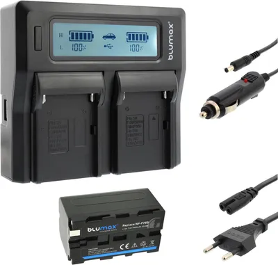 Produktbild von 1x Akku + Lader für Sony NP-F750  NP-F330 F530 F550 F730 F770  F970 4400 mAh