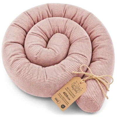 Produktbild von Totsy Baby Seitenschläferkissen Bettschlange Body Pillow 400 cm - Kopfkissen lang Bettrolle Schlafkissen Nackenrolle Kissen  Rosa Cordstoff