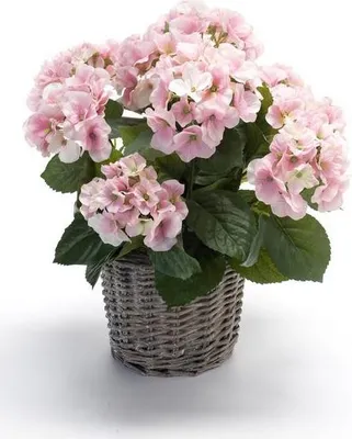 Produktbild von artplants.de Kunstblume Hortensie JONE im Korb, rosa, 45cm - Textil Hydrangea - Hortensie künstlich