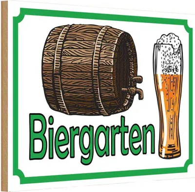 Produktbild von vianmo Holzschild 12x18 cm Biergarten Bier Brauerei Essen Trinken