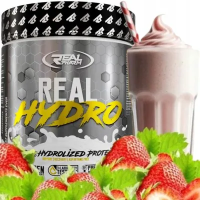 Immagine prodotto di PROTEINE WPH Idrolizzato proteico INFORMAZIONI NUTRIZIONALI Real Pharm Hydro 600 g FRAGOLA