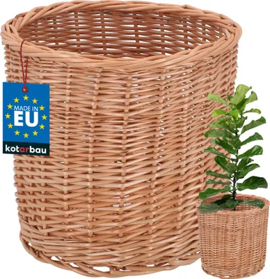Produktbild von KOTARBAU® Weidenkorb zum Bepflanzen Naturfarbe Höhe 26 cm ⌀ 28 cm Übertopf Korb aus Weide Pflanzkorb geflochten Pflanzkörbe Outdoor Korbübertöpfe für Balkon Blumentopf geflochten