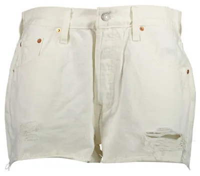 Produktbild von Weiße Damen-Jeansshorts im Used-Look mit Knöpfen und 5 Taschen