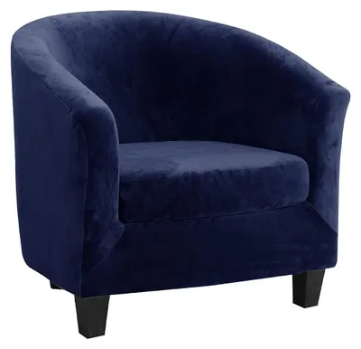 Produktbild von Solidchoice - Samt-Club-Sessel mit Bezug und Kissen, Marineblau