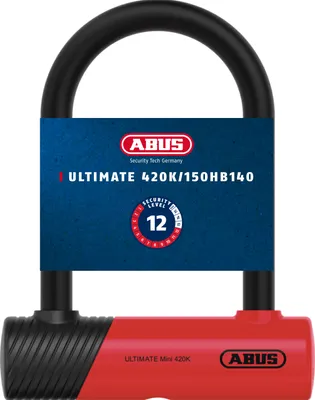 Obrázek produktu pro ABUS U-lock Ultimate 420K s držákem zámku USH - praktický a robustní zámek na kolo s praktickým držákem pro přepravu - příslušenství pro jízdní kola - Varianta 150HB140 - 140 mm vysoký zámek