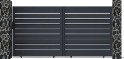 Produktbild von Elektrische Schiebetür aus anthrazitfarbenem Aluminium B 374 x H 183 cm - PRIMO