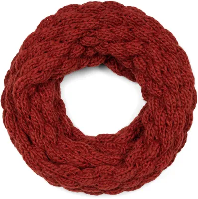 Produktbild von styleBREAKER Damen Strick Loop Schal Raspberry Pattern, Cognac
