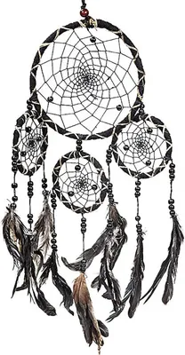 Image de Attrape-rêves Noir Avec Plumes M --paquet De 3 Pcs - 15x40cm