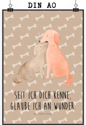 Produktbild von Mr. & Mrs. Panda Bild Hunde Liebe DIN A0 - Hundeglück - Geschenk, Herz, Optimitisch, Sprüche, Kunstdruck, Plakat, Hund, Posterdruck, wanddeko, Wunder, Wandbild, Vertrauen