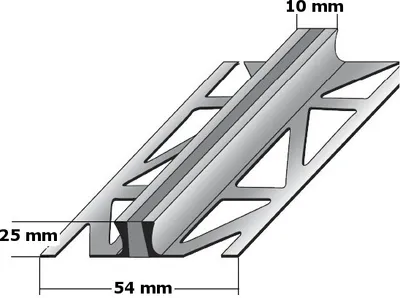 Produktbild von Fliesenprofil "Overvecht" Dehnungsfugenprofil / Trennschiene für Fliesen mit grauer Silikoneinlage, Höhe: 2 - 25 mm, Breite: 54 mm, aus Aluminium-aluminiumfarbend-25 mm