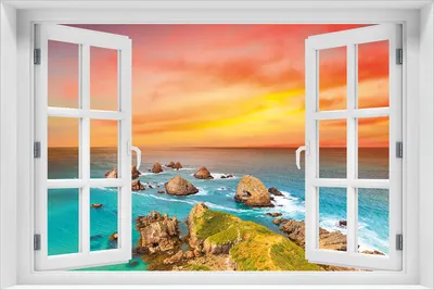Produktbild von Wallario selbstklebendes Poster mit Fenster-Illusion - Himmel am Abend, Größe: 61 x 91,50 cm