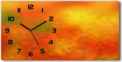 Produktbild von Wanduhr aus Glas – 60x30 cm - Glasbild - Glasuhr - Gehärtetes Glas - schwarze-zeiger - Abstraction Dreiecke