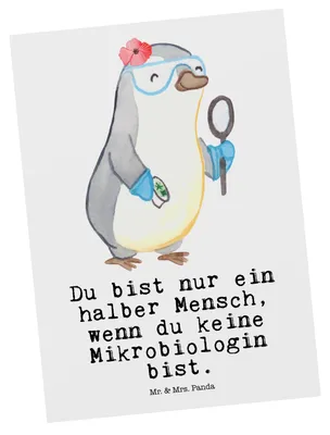 Produktbild von Mr. & Mrs. Panda Postkarte Mikrobiologin Herz - Weiß - Geschenk, Grußkarte, Labor, Forschung, Spruch, Postkarten, kunstkarte, Witzig, Beruf, Ansichtskarten, Ansichtskarte
