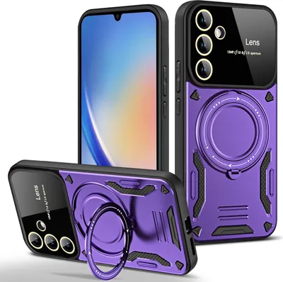 Produktbild von Rüstung Handyhülle für Samsung Galaxy A34 Dual-Layer Magnetisches Ringhalter Ständer Hülle Lila