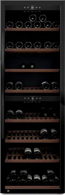 Produktbild von mQuvée Freistehender Weinkühlschrank - WineExpert 180 Fullglass Black| 2 Temperaturzonen | Buchenholzregale auf Schienen | UV-Glas | zwei Zonen 5-20°C