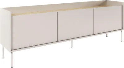 Produktbild von Selsey Tovi - TV-Schrank 3-türig, 175 cm, Kaschmirgrau / Holzoptik Eiche