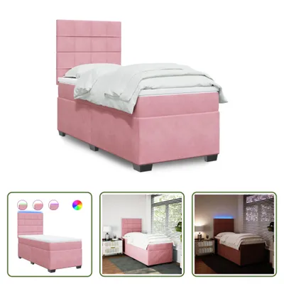 Produktbild von The Living Store Boxspringbett mit Matratze Rosa 100x200 cm Samt