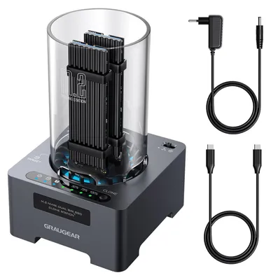 Image de GRAUGEAR DM.2 Station de clonage M.2 NVMe SSD avec ventilateur 20Gbit