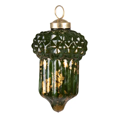 Produktbild von Clayre & Eef 6GL3799 Christbaumkugel Ø 6x10 cm Grün Goldfarbig Weihnachtskugel