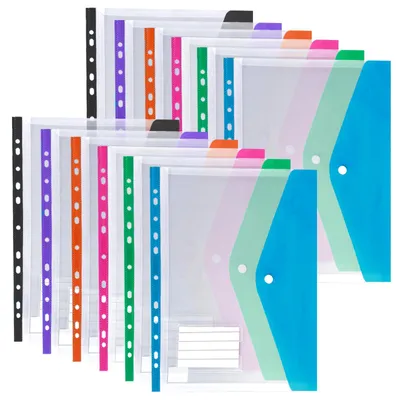 Produktbild von A4-Dokumentenmappen, erweiterbares Mappensystem mit 12 Fächern, A4-Dokumentenmappen mit 11 Perforationen, Druckknopfverschluss und Etikettenfach, wasserdichter Mappenorganizer