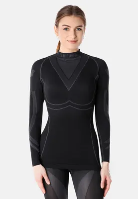 Produktbild von Ladeheid Damen Funktionsunterwäsche Langarm Shirt Thermoaktiv LAGI004 (Schwarz/Graphite, L)