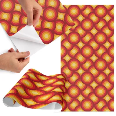 Produktbild von Möbelfolie 50x100 cm - Klebefolie Möbel - Selbstklebende Folie - Folie für Möbel - Möbelfolie Küche - Klebefolie Küche - Möbelfolie Schrank - Wasserdicht - Abwaschbar - Selbstklebend - Luftblasenfrei - Rückstandslos entfernbar - Bunte Kreise