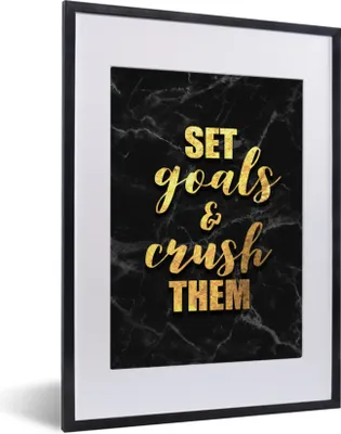 Produktbild von MuchoWow® Gerahmtes Poster Zitat - Motivation - Marmor - Gold 30x40 cm - Poster mit Schwarzem Bilderrahmen Wandposter Rahmen Foto Bilder - Wandposter Schlafzimmer
