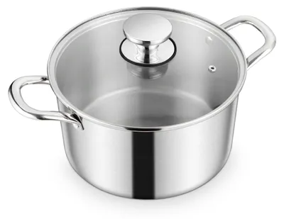 Obrázok produktu pre Elzusha – RVS hrniec, objem 20 cm – 3,3 L, so skleneným vekom – vhodný na indukciu