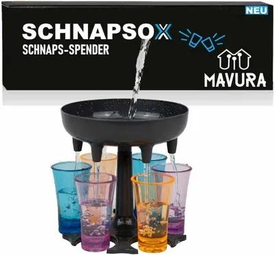 Immagine prodotto di SCHNAPSOX 6 bicchieri da shot dispenser e porta bicchieri da cocktail dispenser per giochi alcolici bar party