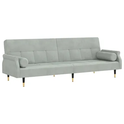 Produktbild von Schlafsofa mit Kissen Hellgrau Samt
