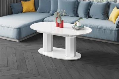 Produktbild von Design Couchtisch HBL-111 Tisch stufenlos höhenverstellbar ausziehbar oval Esstisch