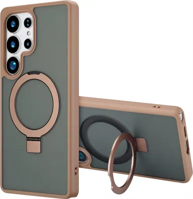 Image de Accezz Ring Stand Backcover avec MagSafe pour le Samsung Galaxy S25 Ultra - Marron